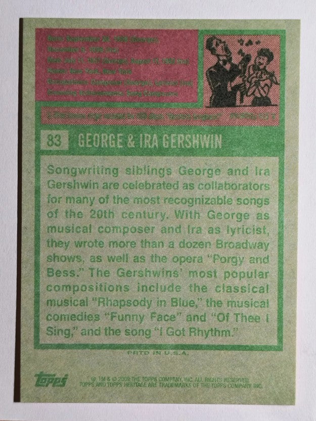 2009 Topps American Heritage #83 George and Ira Gershwin