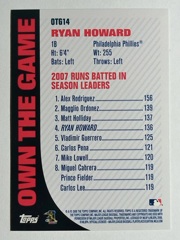 2008 Topps Own the Game #OTG14 Ryan Howard