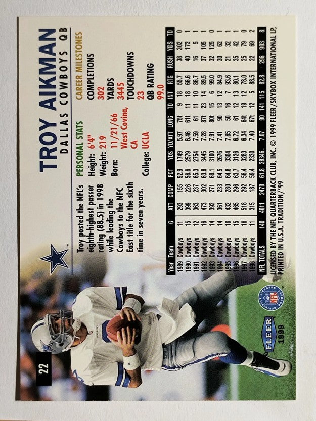 1999 Fleer Tradition #22 Troy Aikman