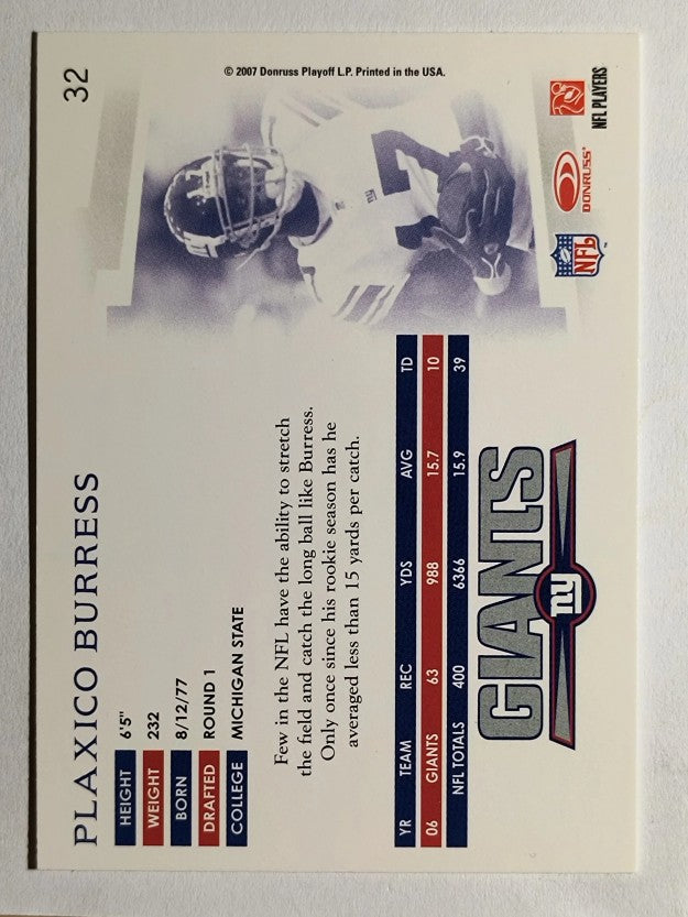 2007 Donruss Threads #32 Plaxico Burress