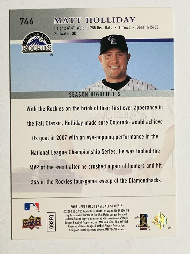 2008 Upper Deck #746 Matt Holliday SH