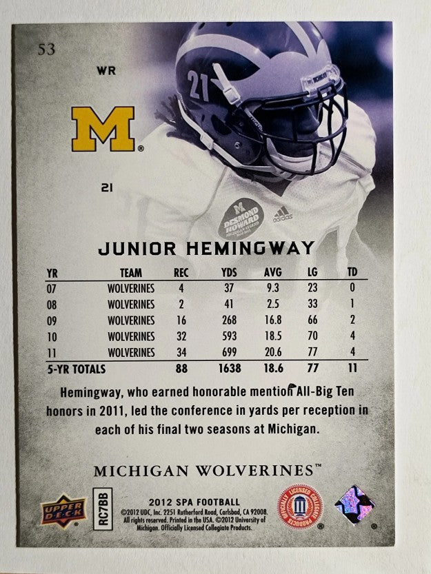 2012 SP Authentic #53 Junior Hemingway