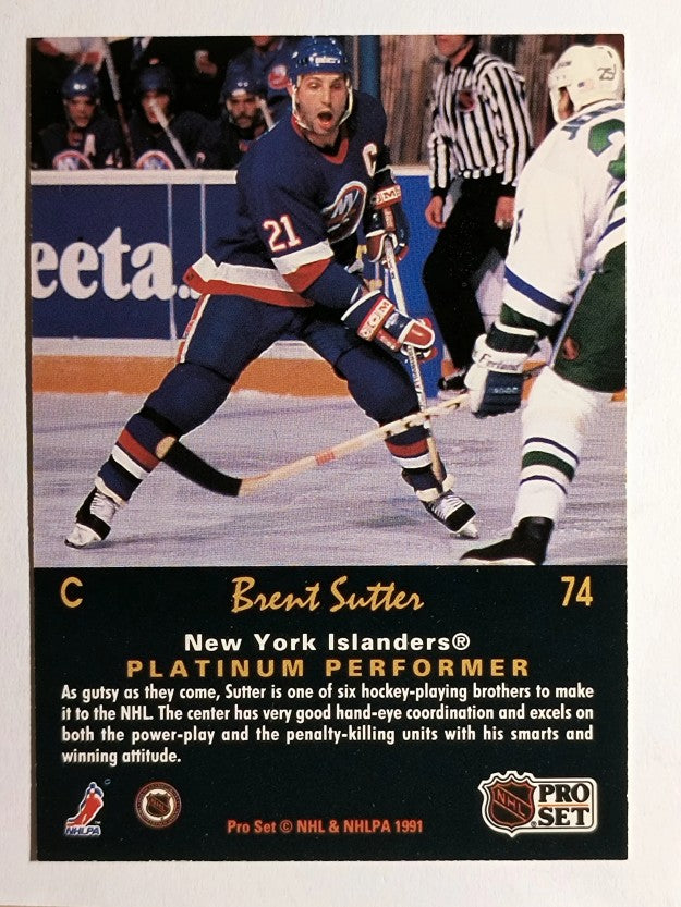 1991-92 Pro Set Platinum #74 Brent Sutter