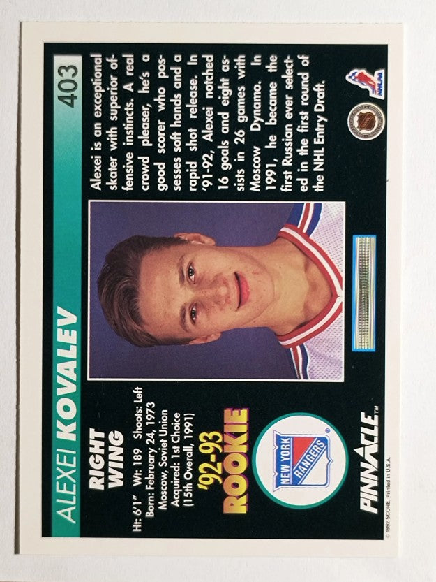 1992-93 Pinnacle #403 Alexei Kovalev