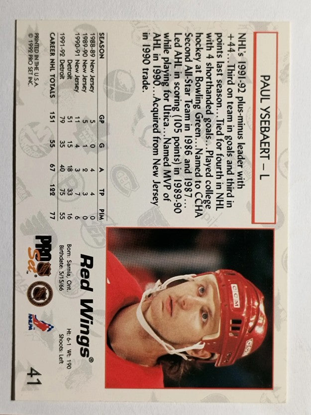 1992-93 Pro Set #41 Paul Ysebaert