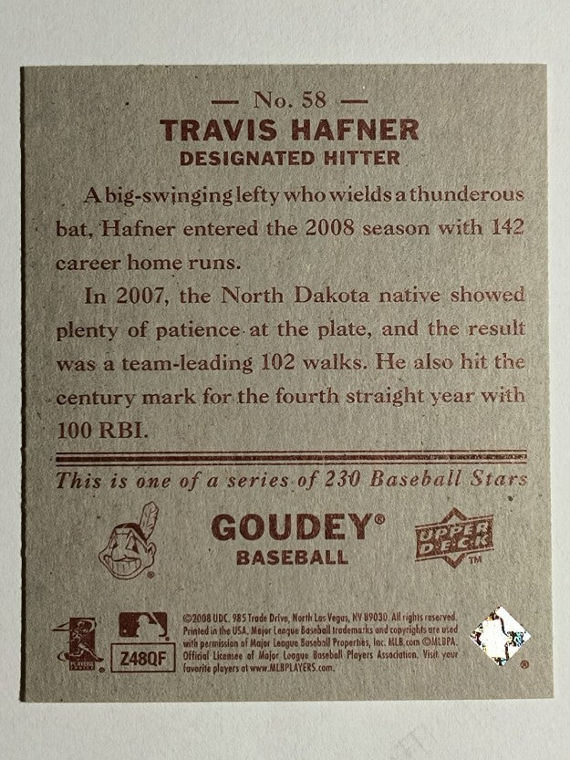 2008 Upper Deck Goudey Mini Red Backs #58 Travis Hafner