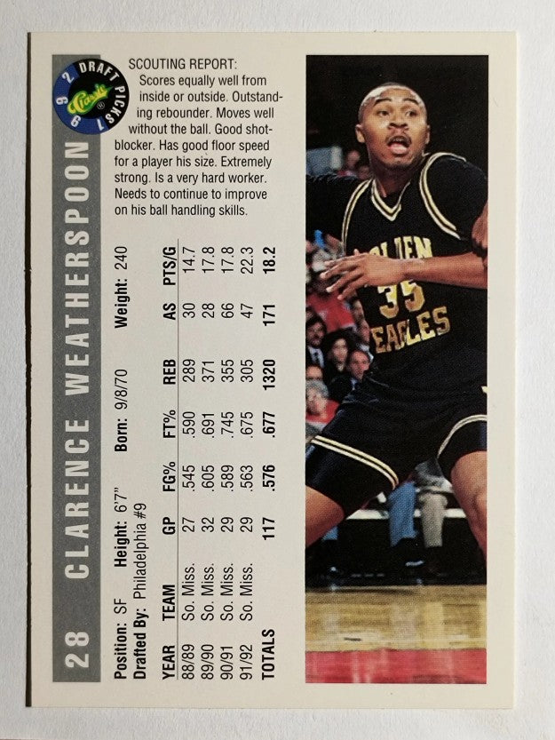 1992 Classic #28 Clarence Weatherspoon