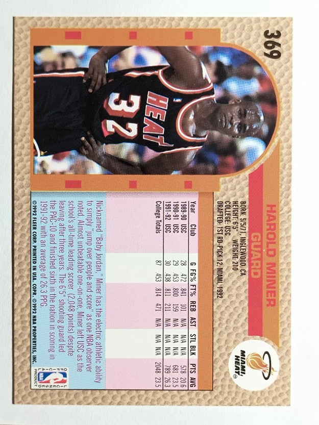 1992-93 Fleer #369 Harold Miner RC