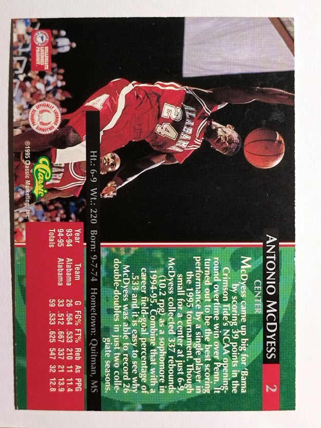 1995 Classic Silver Foil #2 Antonio McDyess