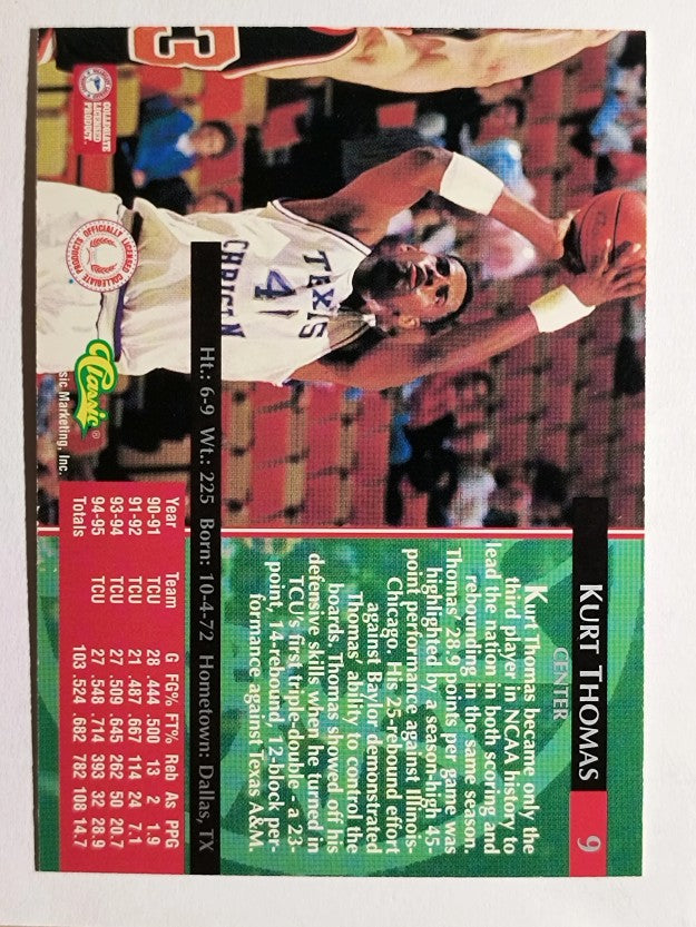 1995 Classic Silver Foil #9 Kurt Thomas