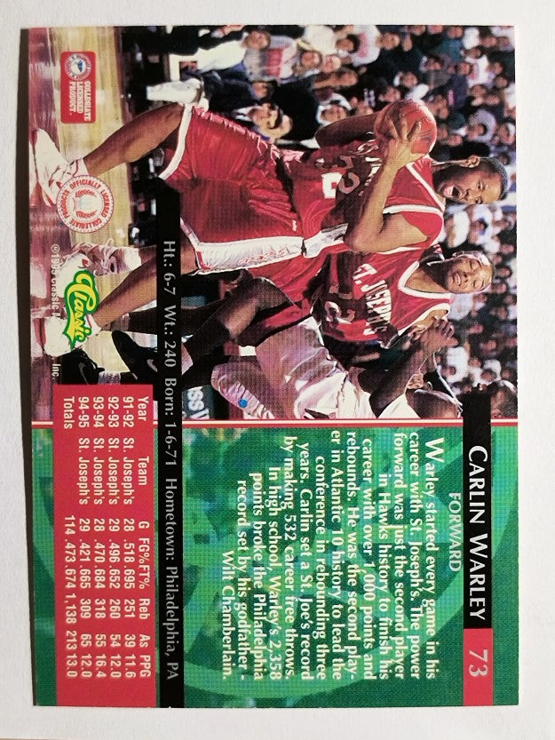 1995 Classic Silver Foil #73 Carlin Warley