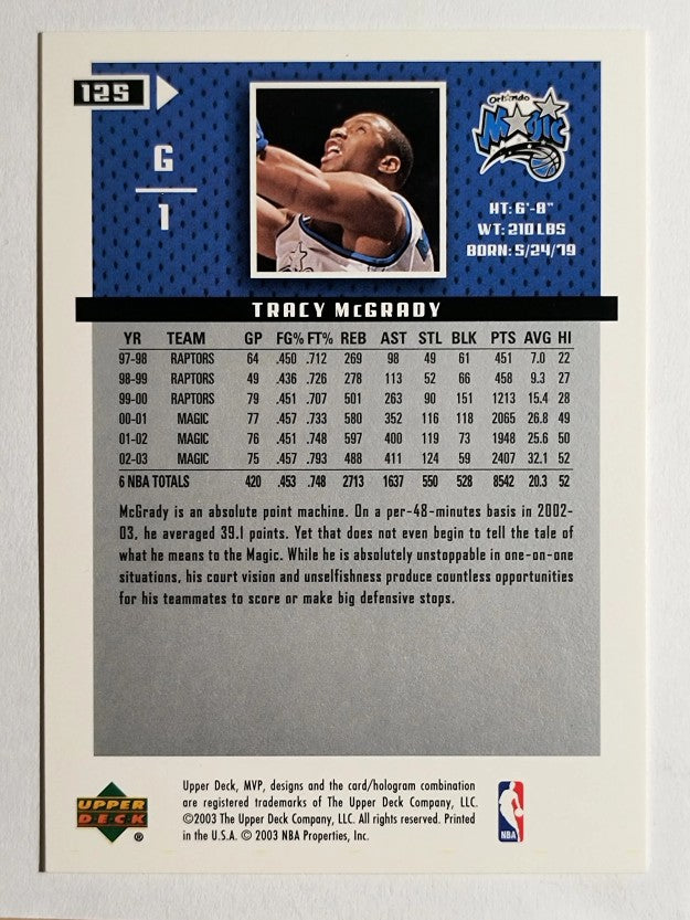 2003-04 Upper Deck MVP #125 Tracy McGrady