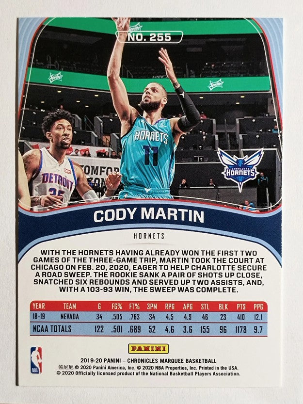 2019-20 Panini Chronicles #255 Cody Martin/Marquee