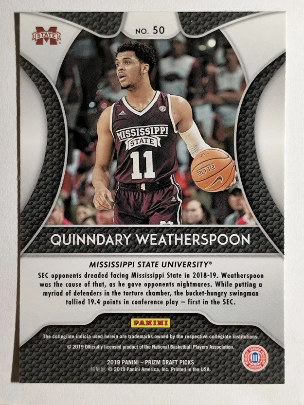 2019-20 Panini Prizm Draft Picks #50 Quinndary Weatherspoon