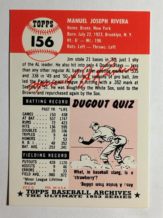 1991 Topps Archives '53 #156 Jim Rivera