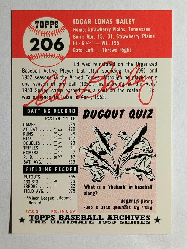 1991 Topps Archives '53 #206 Ed Bailey