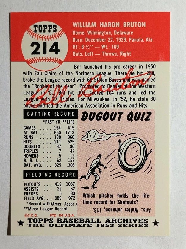 1991 Topps Archives '53 #214 Bill Bruton