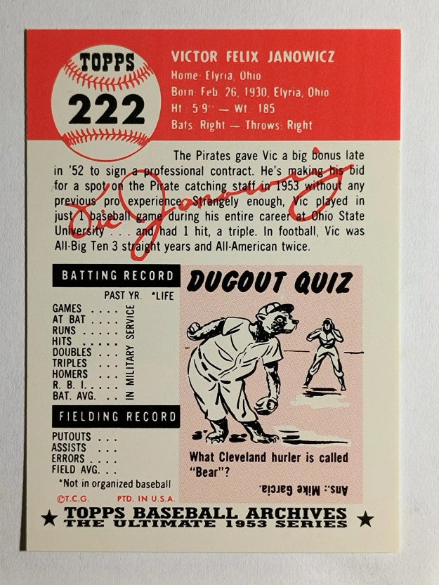1991 Topps Archives '53 #222 Vic Janowicz