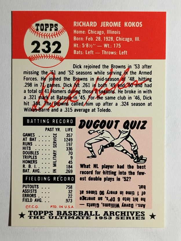 1991 Topps Archives '53 #232 Dick Kokos