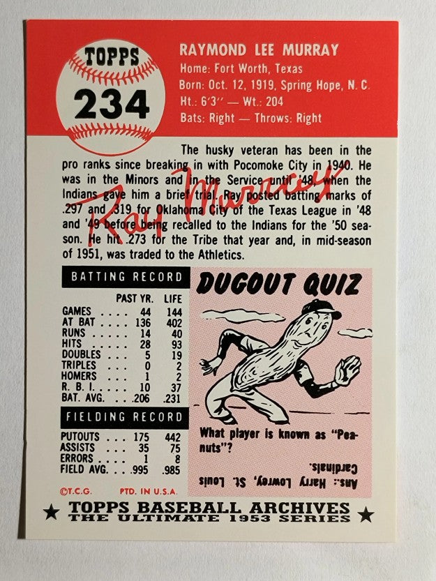 1991 Topps Archives '53 #234 Ray Murray