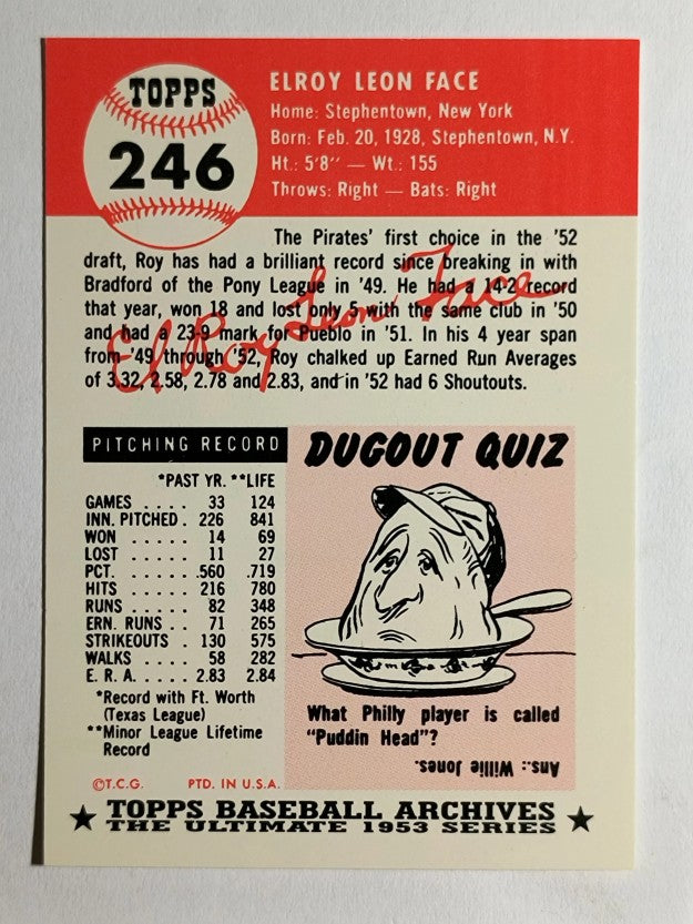 1991 Topps Archives '53 #246 Roy Face