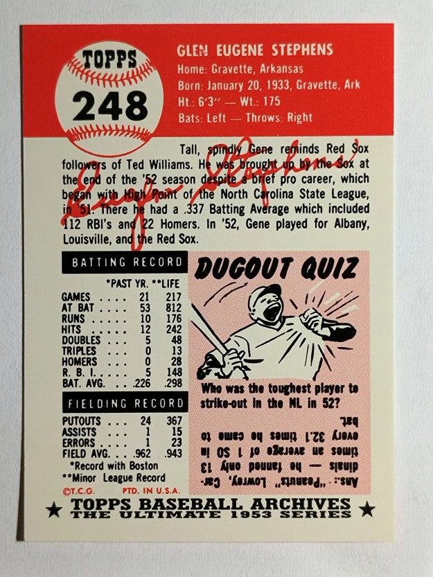 1991 Topps Archives '53 #248 Gene Stephens