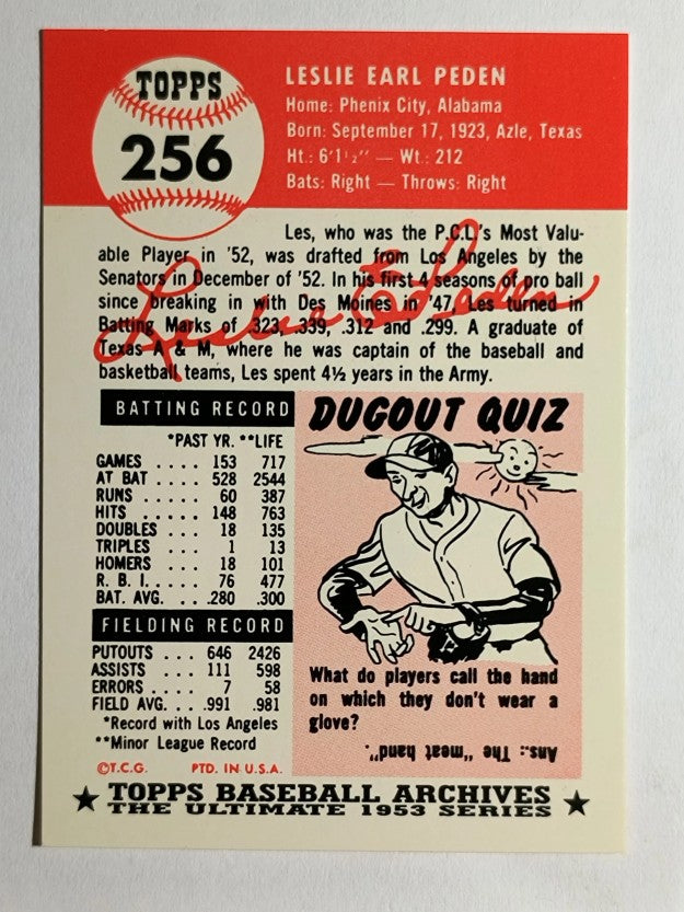 1991 Topps Archives '53 #256 Les Peden