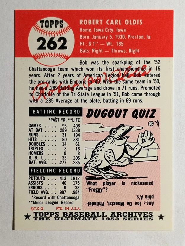 1991 Topps Archives '53 #262 Bob Oldis
