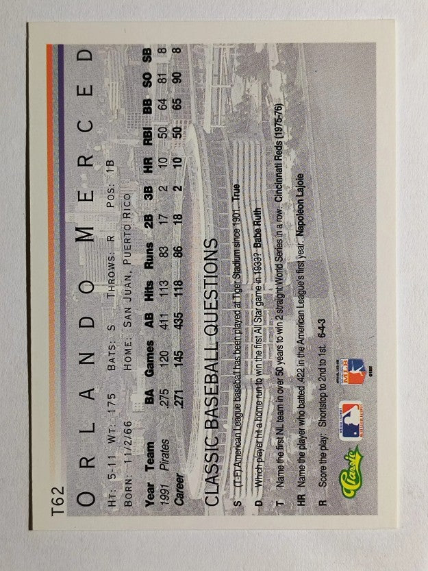 1992 Classic I #T62 Orlando Merced