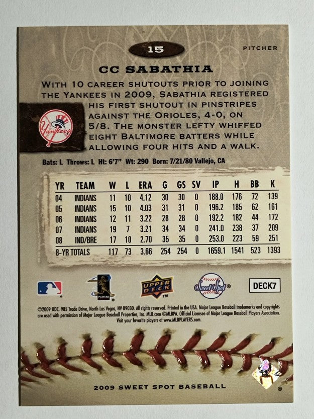 2009 Sweet Spot #15 CC Sabathia