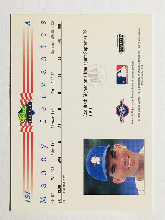 1992 Classic/Best #151 Manny Cervantes