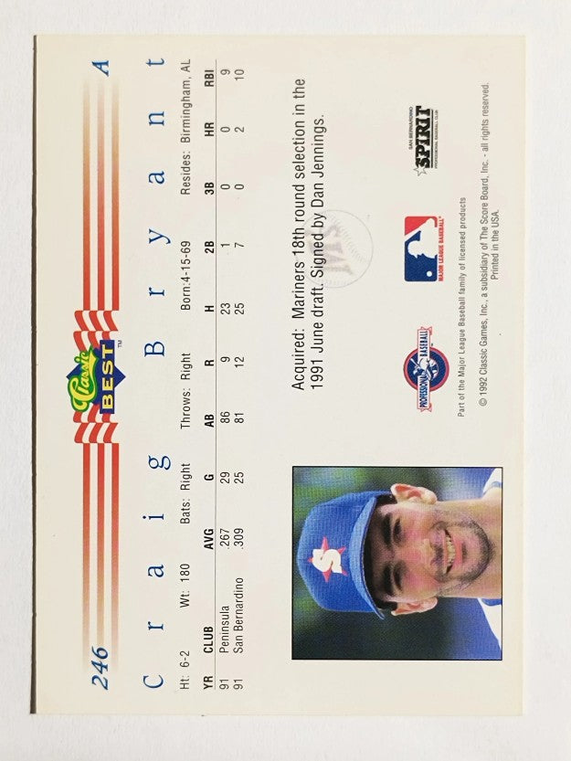 1992 Classic/Best #246 Craig Bryant