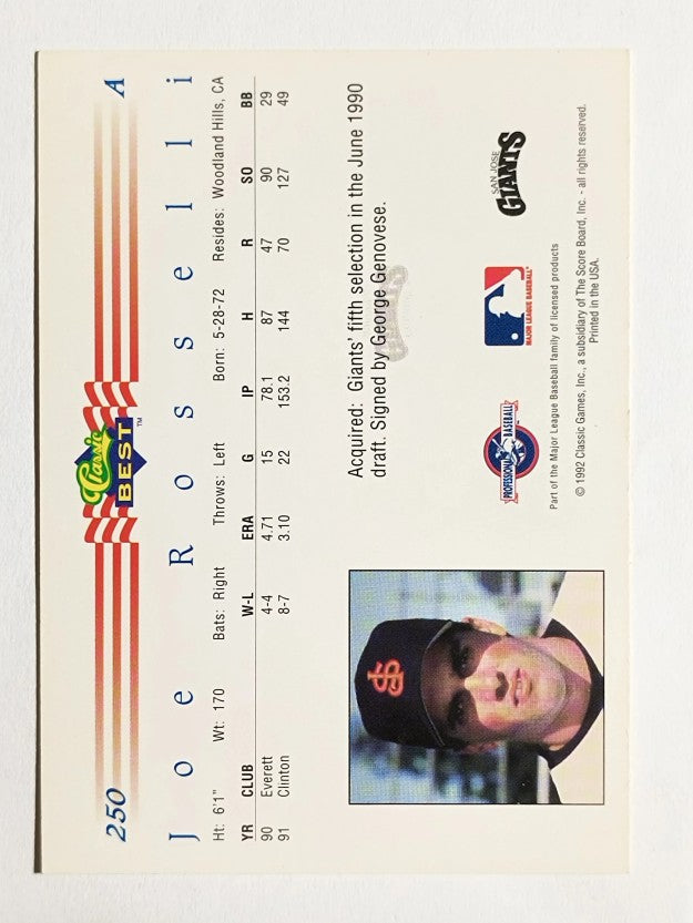 1992 Classic/Best #250 Joe Rosselli