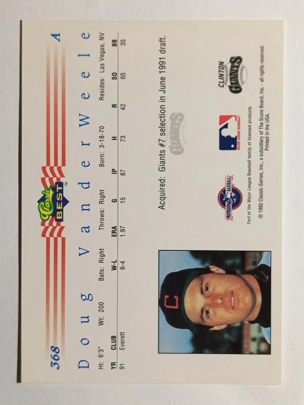 1992 Classic/Best #368 Doug VanderWeele