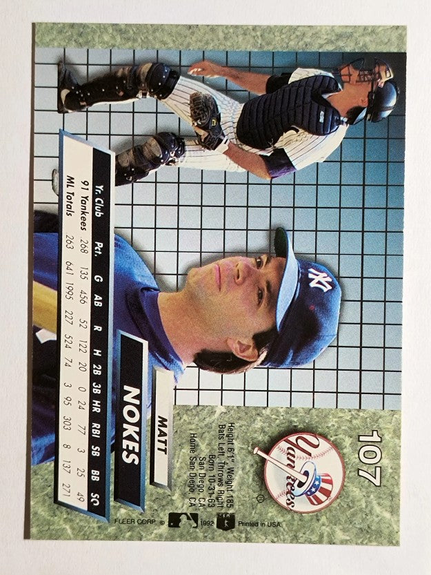 1992 Ultra #107 Matt Nokes