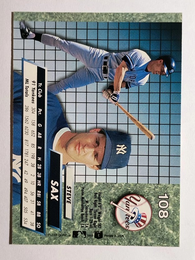 1992 Ultra #108 Steve Sax